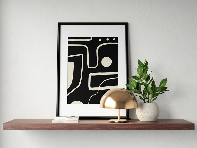 ATACAMA, Abstract Art Print, Drawing, Modern Art, Black and Cream, Ivory, Printable Wall Art, Digital Download, Instant Download image 2