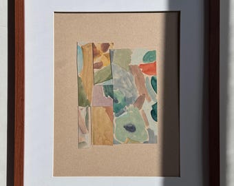 Original Art Collage, Watercolor painting and collage on 9" x 12" paper, UNFRAMED
