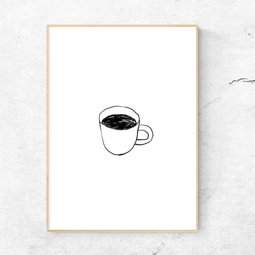 One More Cup of Coffee PRINTABLE Poster Minimal Line Art Etsy
