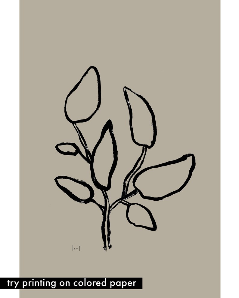 Digital Download Foliage Art Magnolia Leaves Poster Instant Download Black and White Illustration Brushstroke Hand drawn Line Drawing