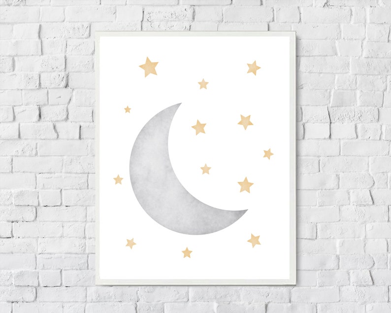 Moon and Stars Nursery Decor Printable Gender Neutral Nursery - Etsy