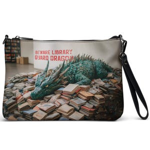 Bolso bandolera con diseño de "dragón guardián de la biblioteca": perfecto para amantes de los libros y bibliotecarios / Bookwyrm
