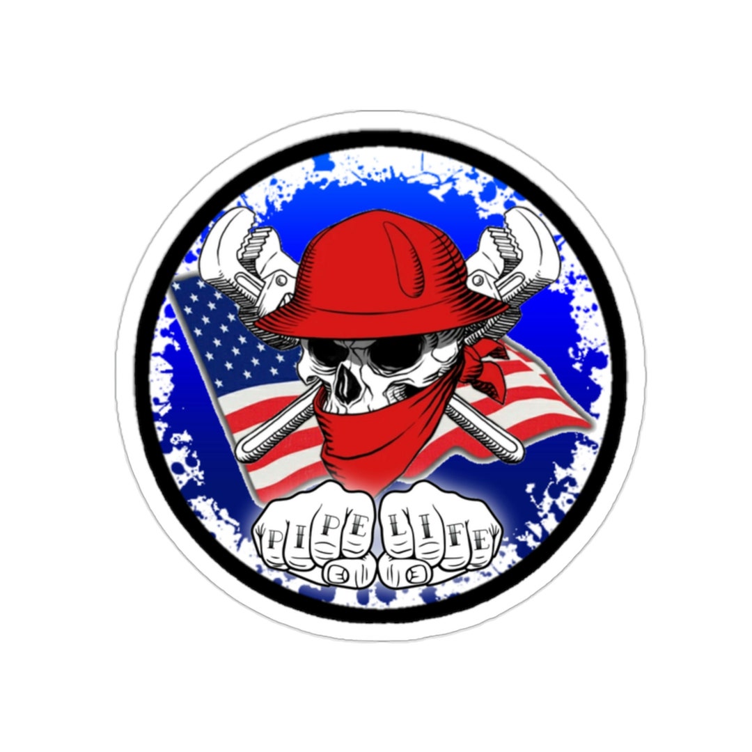 Pipe Life Fitter American Skull Hard Hat Sticker Decal - Etsy