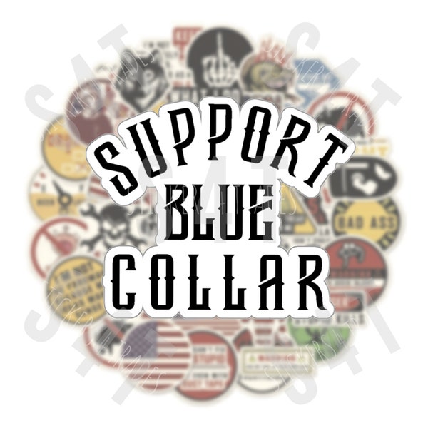 Support Blue Collar Hard Hat Sticker Decal Waterproof Vinyl Gift for Husband Boyfriend Crew