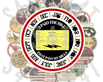 Union DUES Lineman Electrician Hard Hat Sticker Receipt Decal Blue Collar Slip Gift for Journeyman Husband Crew