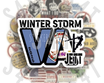 2025 Winter Storm Jett Hard Hat Sticker Virginia Lineman Union Blizzard Ice Storm Restoration Lunch Box Vinyl Decal