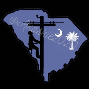 South Carolina Lineman Hard Hat Sticker Waterproof Decal Vinyl for Hard Hat, Laptop, Tablet, Phone Case, Badge, Essential