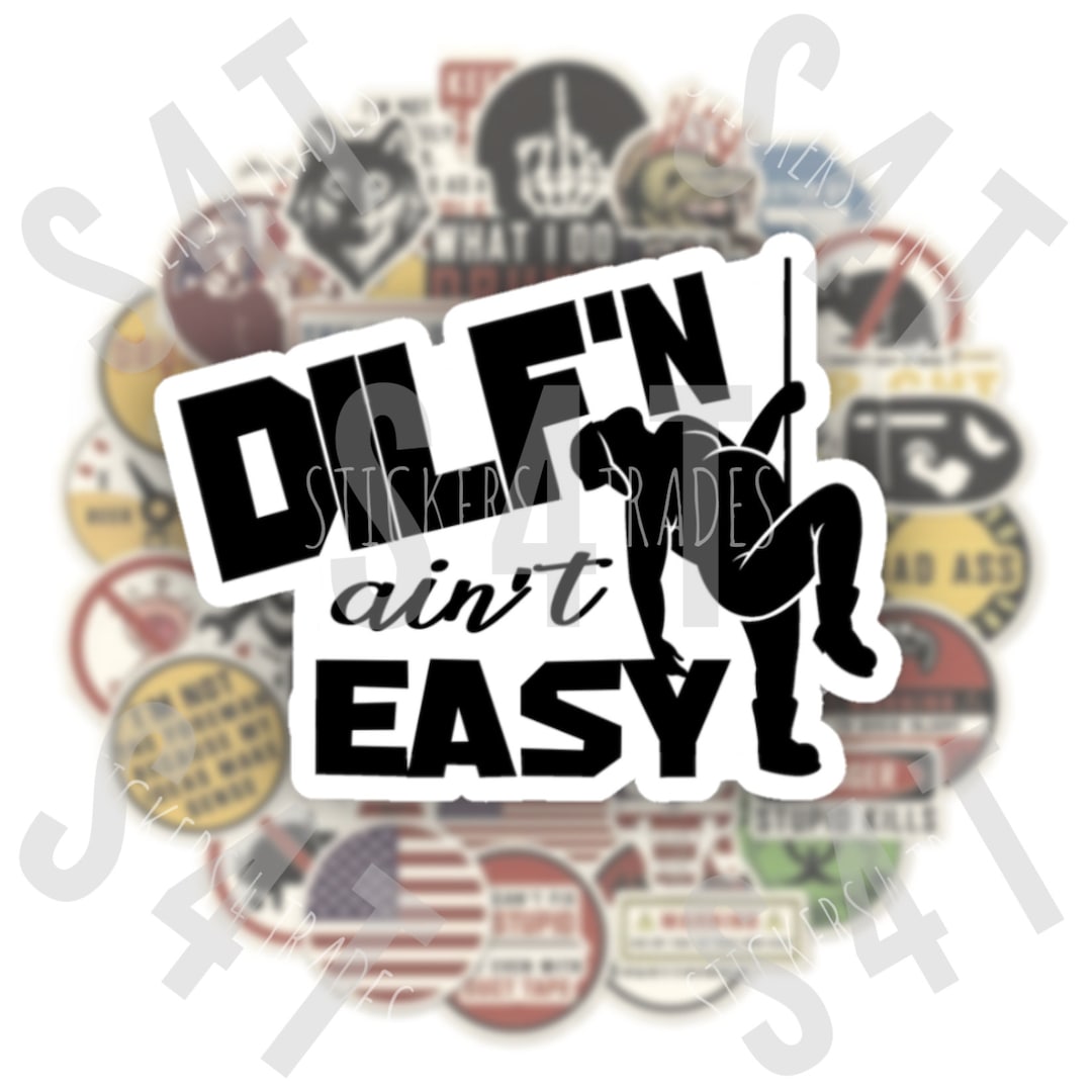DILF N Ain t Easy Hard Hat Sticker Dad Bod Funny Gift for Husband Dad