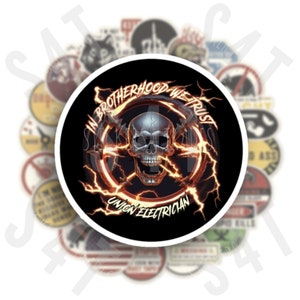Union Electrician Hard Hat Sticker Skull Blue Collar Decal Wireman Badge Lunchbox Phone case Bumper