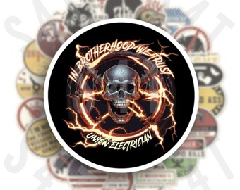 Union Electrician Hard Hat Sticker Skull Blue Collar Decal Wireman Badge Lunchbox Phone case Bumper
