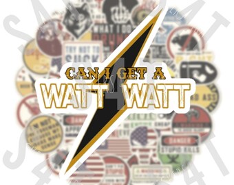 Electrician Can I Get a WATT WATT Hard Hat Sticker Funny Decal Gift for Husband Boyfriend Crew