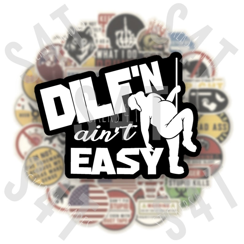 DILF N Ain t Easy Hard Hat Sticker Dad Bod Funny Gift for Husband Dad