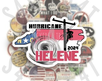 2024 Hurricane Helene North Carolina Lineman Hard Hat Sticker Tropical Storm Category 4 Gift Union Bundle Pack