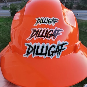 DILLIGAF Vinyl Hard Hat Sticker Decal Waterproof Gift for Husband Blue Collar Jobsite