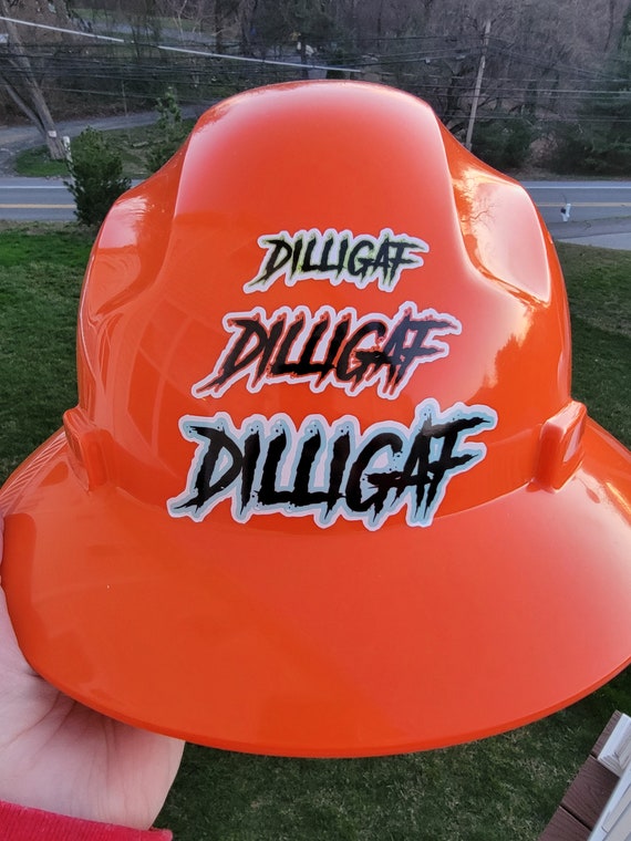 DILLIGAF Vinyl Hard Hat Sticker Decal Waterproof Gift for Husband Blue  Collar Jobsite 