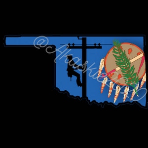 Oklahoma Lineman Hard Hat Sticker Vinyl Decal Waterproof Blue Collar Electrician