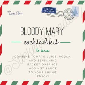 Bloody Mary Cocktail Kit Etichetta regalo Download digitale stampabile Vacanza personalizzabile Natale