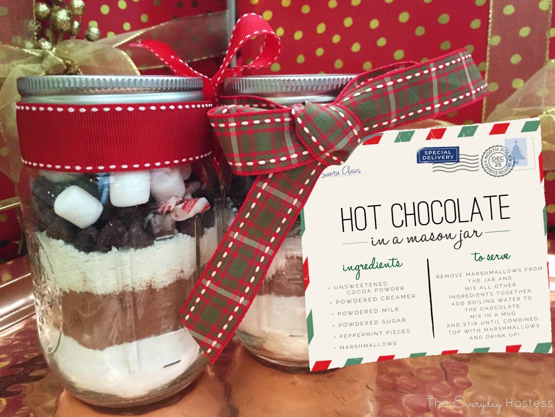 Hot Chocolate Mason Jar Holiday Christmas Gift Tag for - Etsy