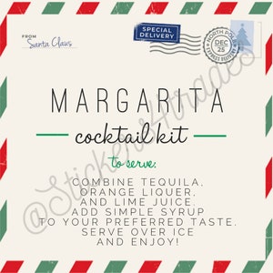 Margarita Cocktail Kit Etichetta regalo Download digitale stampabile Vacanza personalizzabile Natale