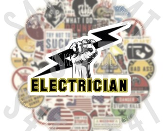 Electrician Wireman Lineman Hard Hat Sticker Union Gift for Dad Boyfriend Husband Waterproof Vinyl Decal