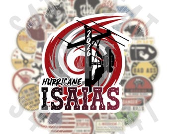 2026 Hurricane ISAIAS Lineman Hard Hat Sticker Tropical Storm Alabama Gulf Gift Union Journeyman Bundle Pack