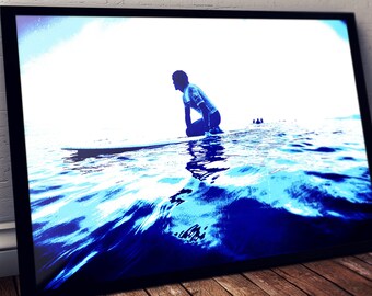 Impresión artística de surf: foto de playa, arte mural oceánico