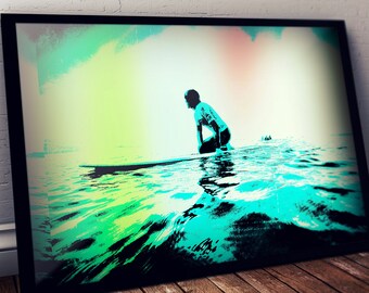 Ingelijste surfkunstprint: originele surffotografie, stranddecor