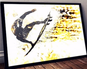 Framed Surf Art Print: Modern Surfer Home Decor