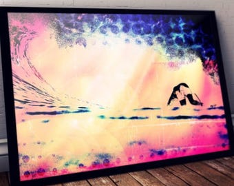Kaliforniens surfposter: Strandväggkonst, surfpresent