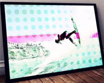 Framed Surfing Art Print: SurfBlotter Original, Beach Poster