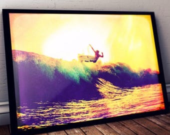 Framed Surf Print: Original Surfboard Art, Teen Room Decor