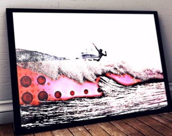 Impresión artística de surf: fotografía de olas distorsionadas, decoración de casa de playa