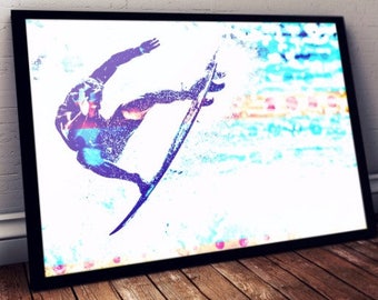 Framed Surfing Art Print: California Wave Poster