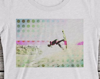 Frauen Surf T-Shirt, Graphic Surfing Art Tee