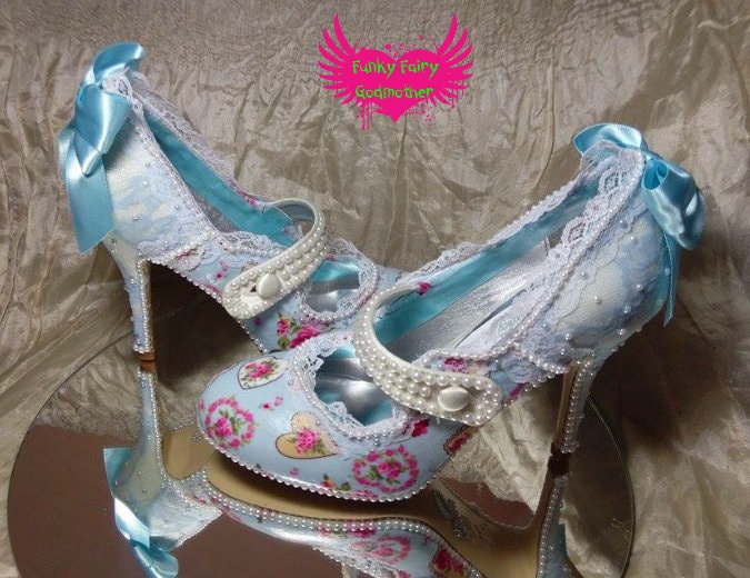 Glam Customised Fabric and Lace Shoes 