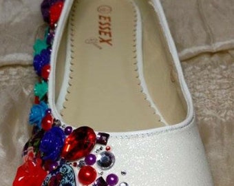 Skulls and roses! customised sugar skull covered women's ballet flats