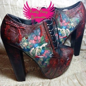 gothic Alice scab boots, customized alternative footwear