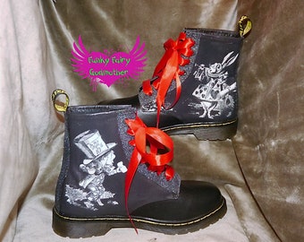 Alice in Wonderland, Lace Up dm style Boots,