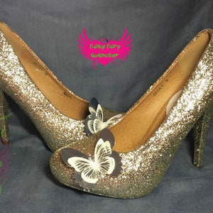 Butterfly Dreaming shoes rose gold glitter high heels