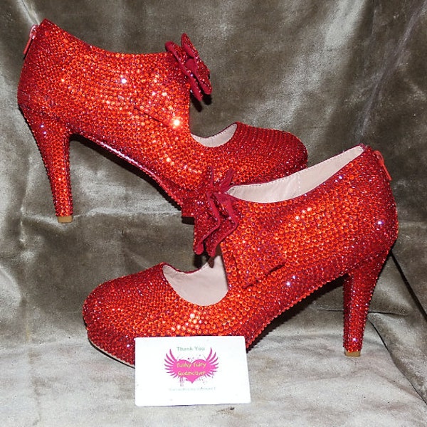 Ruby red bling high heel shoe