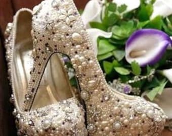 High heel platform  rhinestone encrusted shoes