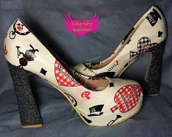 Don’t Be Late Alice shoes hidden platform customised block heel shoe