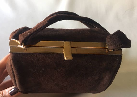 Ultrasuede Vintage Kidskin Purse, 1940s Vintage p… - image 4