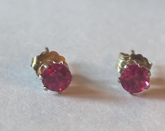 Lab Created Ruby Sterling Silver Stud Earrings