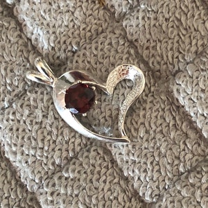 Red Zircon Heart Sterling Silver Pendant