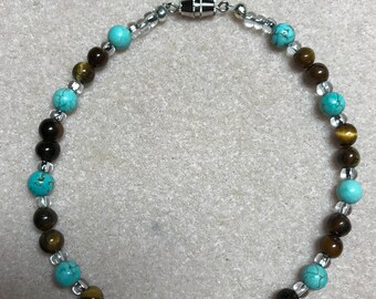 ANKLE BRACELET, Tigers Eye Anklet, Turquoise Anklet