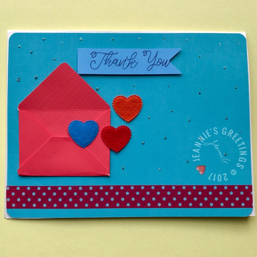 Thank You Hearts Greeting Card - Etsy