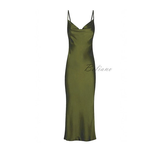 khaki green slip dress