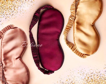 Natural Silk Eyes Mask, 100% Pure real Mulberry Silk satin Mask For Eyes - Beige, Bordeaux, Gold , Silk Sleep Mask, Silk Slip Mask/ Organic