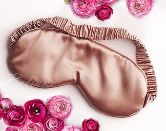 Nude Beige Natural Silk Eyes Mask, 100% Pure Real Mulberry Silk Satin Mask For Eyes, Organic Silk Sleeping Mask/Natural Eye Mask For Women